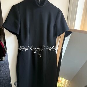 Vintage Liz Claiborne Black Dress with White Floral Detail